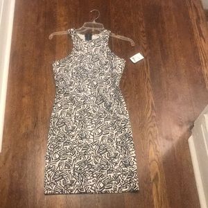 Zipper back black and white mini dress